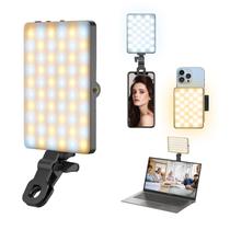 Luz LED para selfie, luz de telefone com clipe, luz selfie recarregável de 3000 mAh, luz fotográfica com 3 modos de luz, luz LED portátil para telefone, iPhone, laptop, fotos, gravação de vídeo, TikTok, Selfie, Live, Vlog