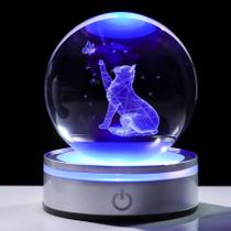Luz LED Snow Globe Movdyka 3D Cat Crystal Ball de 8 cm Luz LED Snow Globe Movdyka 3D Cat Crystal Ball de 8 cm