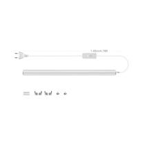 Luz LED T5 De 50cm Com Plugue De Energia EU 220V Para Instalação Sob O Armário Com Interruptor De Luz LED T5 De 50cm Com Plugue De Energia EU 220V Para Instalação Sob O Armário Com Interruptor De