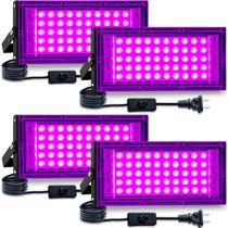 Luz Negra LEONUOANG 50W Kit com 4 Unidades IP65 à Prova dÁgua com Plugue
