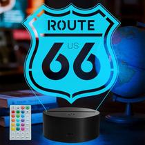 Luz Nocturna 3D POSSHE Señal Ruta 66 con 16 Colores y Control Remoto