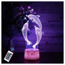 Luz Nocturna Ilusión 3D Delfín Glorivo con Control Remoto Luz Nocturna Ilusión 3D Delfín Glorivo con Control Remoto
