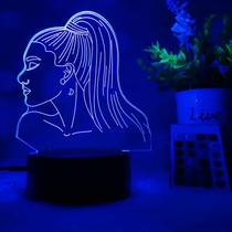 Luz noturna 3D Ariana Grande, cantora feminina com base acrílica