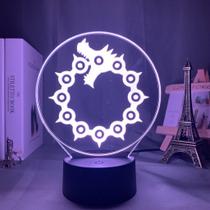 Luz noturna 3D LED Seven Deadly Sins Dragons Color Changing Luz noturna 3D LED Seven Deadly Sins Dragons Color Changing