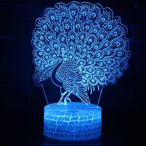 Luz noturna 3D Peacock Creative Colorful LED Touch 5V