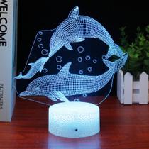 Luz noturna 3D Three Dolphins 2 recarregável com controle remoto Luz noturna 3D Three Dolphins 2 recarregável com controle remoto