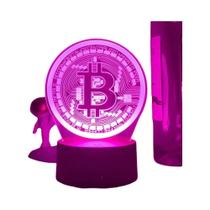 Luz Noturna Acrílica LED Com Mudança De 7 Cores Bitcoin Sensor De Toque Alimentado Por Bateria