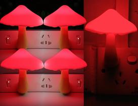 Luz noturna AUSAYE, sensor LED em forma de cogumelo, pacote com 5 unidades, vermelho