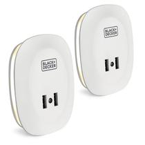 Luz noturna BLACK+DECKER com 2 portas de carregamento USB, 10 lm, pacote com 2