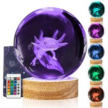 Luz noturna DCORIUNTG 3D Axolotl Crystal Ball com base LED de 8 cm Luz noturna DCORIUNTG 3D Axolotl Crystal Ball com base LED de 8 cm