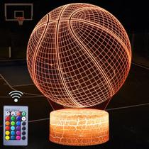 Luz noturna de basquete, lâmpada de ilusão de LED 3D com controle remoto e cabo USB 16 cores, luzes mutáveis, o melhor presente de Natal de aniversário para crianças jogadoras de basquete