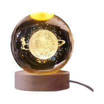 Luz Noturna De Cristal 3D Com Bola De Cristal De 6cm, Sistema Solar Gravado a Laser, Globo