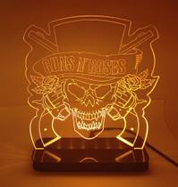 Luz Noturna Guns N' Roses Abajur Acrílico de Mesa - roacrylicos