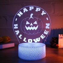 Luz noturna Happys Halloweens Pumpkins 3D com mudança de cor