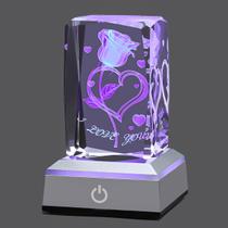 Luz noturna hochance 3D Loverose Crystal Multicolor Eu te amo