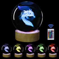 Luz noturna Huntalg Axolotl Crystal Ball de 2,4 polegadas com controle remoto