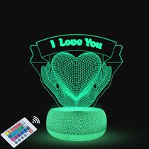 Luz noturna I Loves Yous 3D que muda de cor LED para crianças