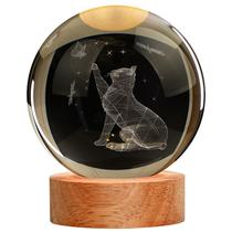 Luz noturna JANARARY Cat 3D Crystal Lamp 16 cores que mudam de cor