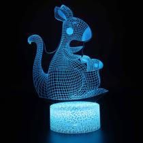 Luz noturna Kangaroos 3D LED que muda de cor para crianças