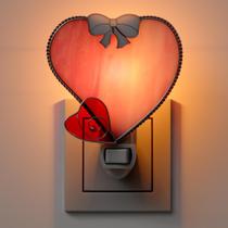 Luz noturna KY & BOSAM Pink Heart Vitral com interruptor