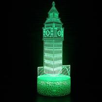 Luz noturna LED 3D Big Ben Clock Tower com mudança de cor