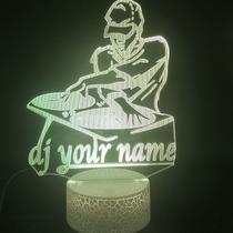Luz noturna LED 3D Dj Yours Names Color Changing para crianças