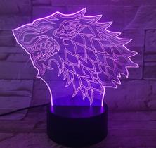 Luz noturna LED 3D Game of Thrones abriga Starks of Winterfell