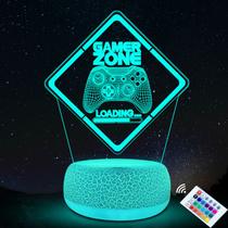 Luz noturna LED 3D Gamers Zones carregando mudança de cor