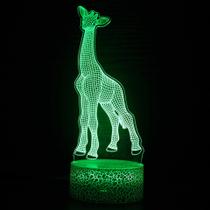 Luz noturna, LED 3D, girafas que mudam de cor para crianças com base