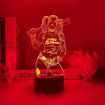 Luz noturna LED 3D Harleys Quinns que muda de cor para crianças