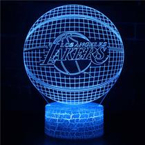 Luz noturna LED 3D Lakers Basketball que muda de cor