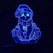 Luz noturna LED 3D: mudança de cor de gatos de Natal para crianças Luz noturna LED 3D: mudança de cor de gatos de Natal para crianças