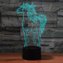 Luz noturna LED 3D para cavalos que mudam de cor para crianças com base