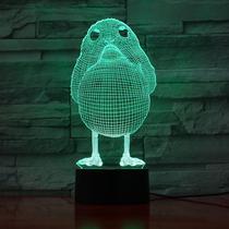 Luz noturna, LED 3D, pássaros que mudam de cor para crianças com base