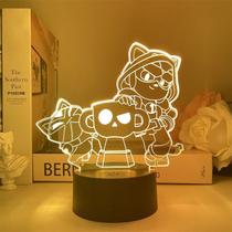 Luz noturna LED 3D que muda de cor Brawls Stars Jessie Luz noturna LED 3D que muda de cor Brawls Stars Jessie