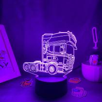 Luz noturna, LED 3D, que muda de cor, carros, caminhões, cabeças para crianças