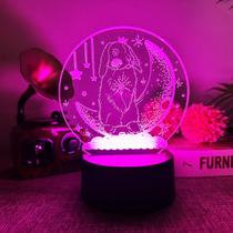 Luz noturna: LED 3D que muda de cor, coelhos, animais para crianças