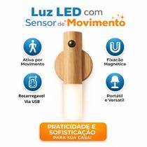 Luz Noturna LED com Sensor Automático USB Tipo C Sem Fio