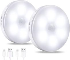 Luz noturna LED com sensor de presença e 3 cores (quente, neutra, branca) recarregável via USB
