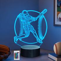 Luz noturna LED CoolGift Mart Baseball 3D com controle remoto