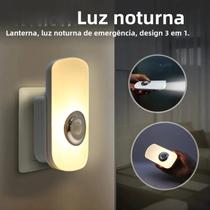 Luz Noturna LED Inteligente Com Sensor De Movimento Recarregável 3 Em 1 Plugue EU/US Para Quarto De