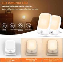 Luz Noturna LED Inteligente Com Sensor E Brilho Ajustável Para Quarto, Banheiro, Corredor, Escada E Luz Noturna LED Inteligente Com Sensor E Brilho Ajustável Para Quarto, Banheiro, Corredor, Escada E