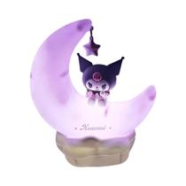 Luz Noturna LED Kawaii Sanrio Kuromi Cinnamonroll Lua, Luminária Decorativa 3D De Desenho Animado