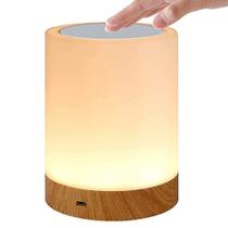 Luz noturna LED regulável colorida recarregável de madeira