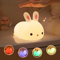 Luz Noturna LED RGB Em Forma De Coelho Com 16 Cores, Sensor De Toque, Lâmpada De Silicone