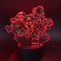 Luz noturna Marios LED 3D que muda de cor para crianças com base Luz noturna Marios LED 3D que muda de cor para crianças com base
