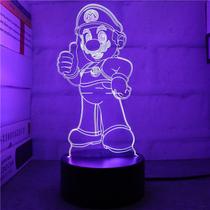 Luz noturna Marios LED 3D que muda de cor para crianças com base