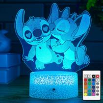 Luz noturna NINE SQUARE EGOU Stitch com temporizador e controle remoto de 7 cores