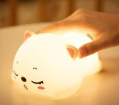 Luz Noturna Portátil Para Crianças Lâmpada de Cabeceira de LED Lindo Gato de Silicone Carregamento USB Luz Branca Quente e Mais 3 Cores - Waka