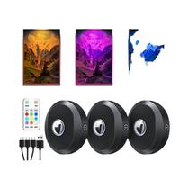 Luz Noturna Recarregável De 1200mAh, 3 Peças Com Controle Remoto E Timer, Luz De Puck Para Colocar